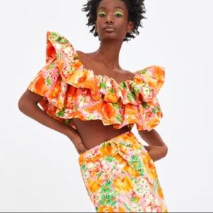 Zara floral off the shoulder top